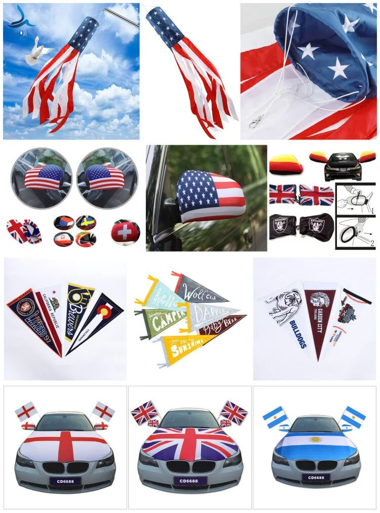 No MOQ China Wholesale Quality Custom Printing PVC Fabric Printed Car Window Flags with Plastic Rod New Products Looking for Distributor as Party Decoration