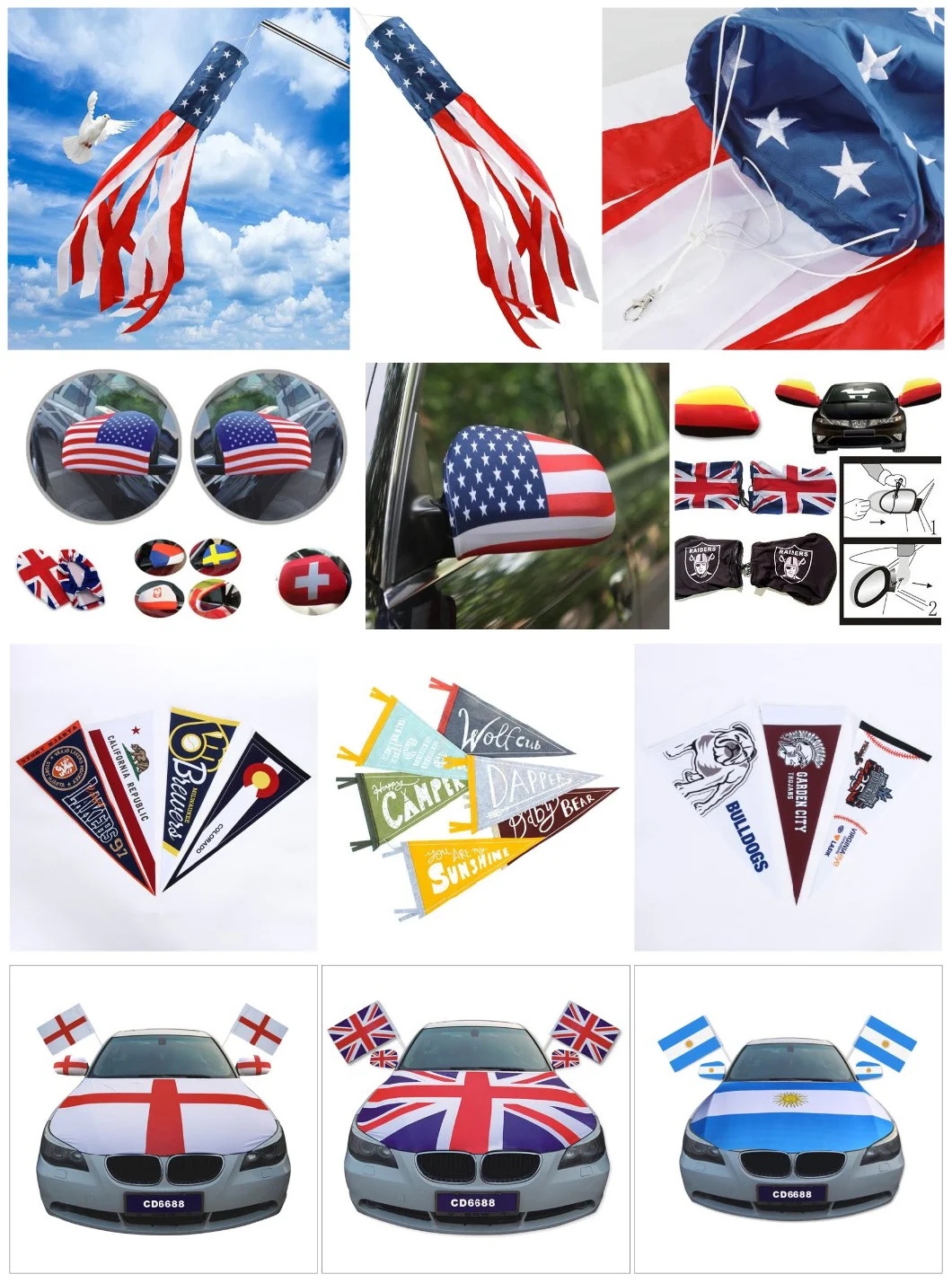 Durable Banner Custom Decorative National Polyester Car Flag